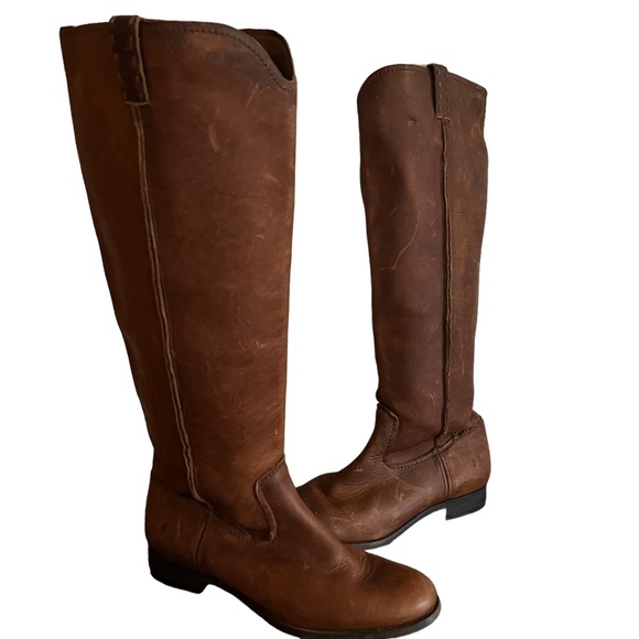 Frye Shoes - CLOSET CLOSING! Make offer! FRYE Boots Tall Cognac Brown Leather Cara Knee High